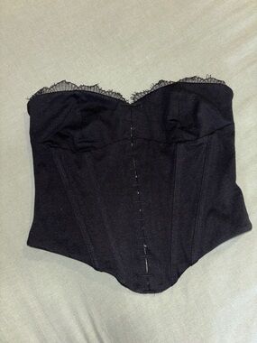 Black Lace-Trim Bustier Corset Top - Women Intimates